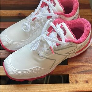Women's White and Pink Athletic Shoes